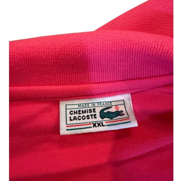 Chemise Lacoste Polo Shirt Embroidered Logo Pink 100% Cotton Men’s XXL - Picture 2 of 6